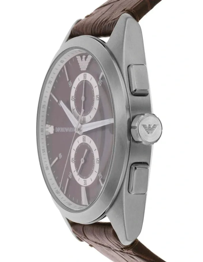 Emporio Armani Claudio Chronograph Brown Dial Brown Leather Strap Watch For Men - AR11482 - Image 7